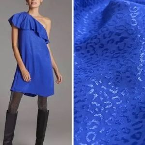 Anthropologie Royal Blue Ruffled One-Shoulder Mini Dress New with Tag W-594 Sz 8